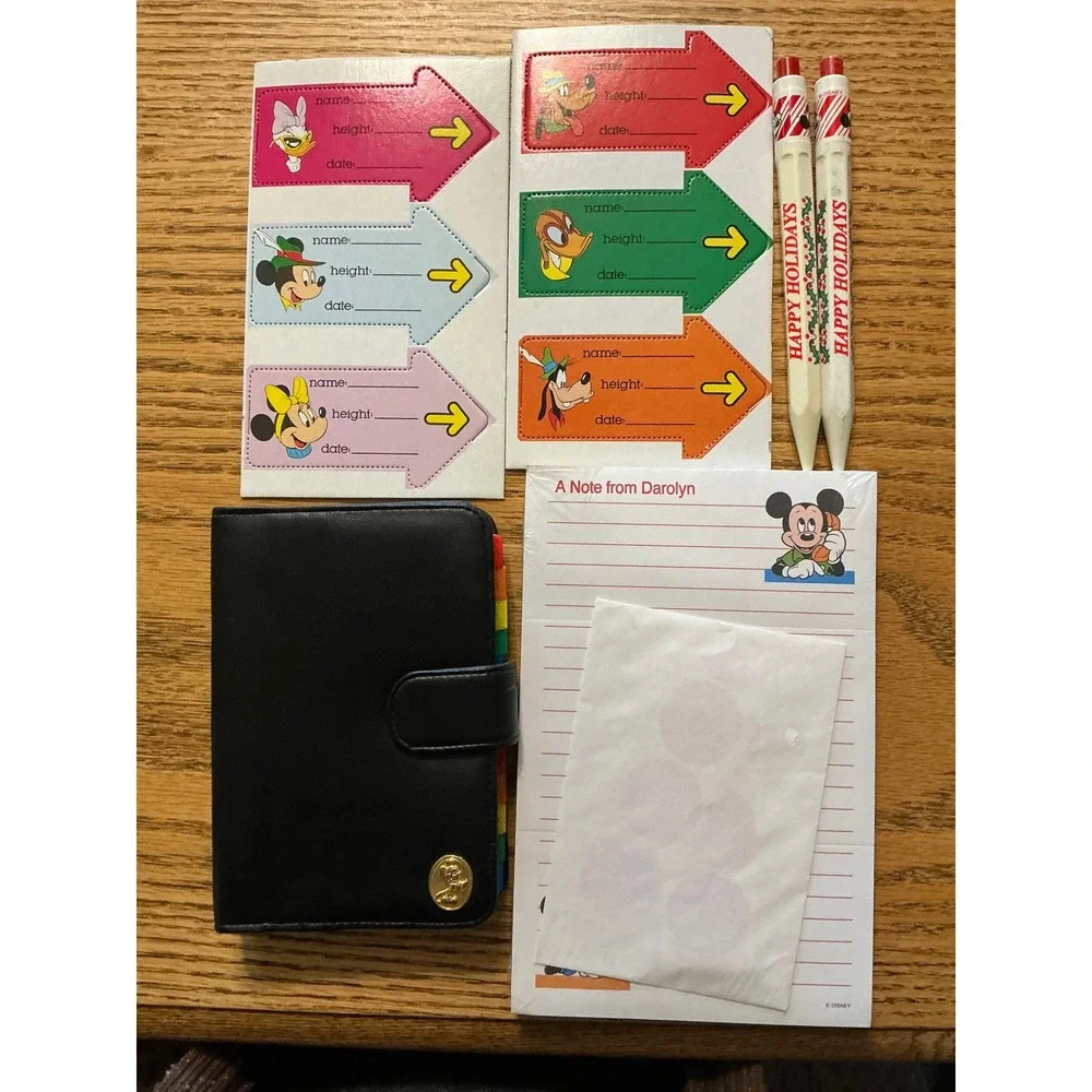 Vintage Disney Mickey Mouse Stationery Lot Organizer Notepad Pencils Stickers